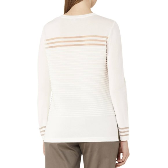 Reiss Corinne Sheer Stripe Sweater in Off White - Picture 4 of 5
